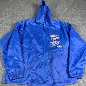 VTG Windless Jacket Mens L Blue Full Zip Lightweight Windbreaker Blue Cross 90s